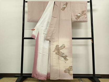 平和屋着物■訪問着　文箱草花文　暈し染め　金銀彩　正絹　逸品　CABF3176ze