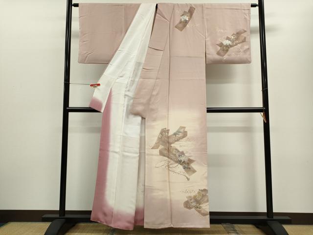 平和屋着物■訪問着　文箱草花文　暈し染め　金銀彩　正絹　逸品　CABF3176ze