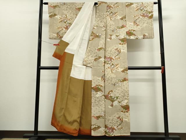 平和屋着物■上質な小紋 雲取り吉祥風景文 金彩 正絹 逸品 CABF3177ze