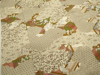 平和屋着物■上質な小紋 雲取り吉祥風景文 金彩 正絹 逸品 CABF3177ze