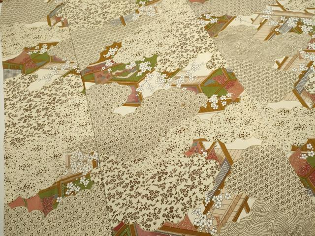 平和屋着物■上質な小紋 雲取り吉祥風景文 金彩 正絹 逸品 CABF3177ze