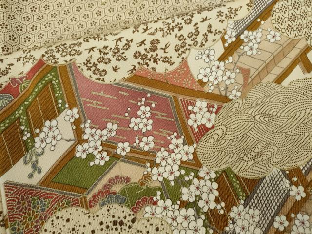 平和屋着物□上質な小紋 雲取り吉祥風景文 金彩 正絹 逸品 CABF3177ze
