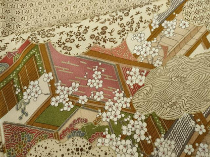 平和屋着物■上質な小紋 雲取り吉祥風景文 金彩 正絹 逸品 CABF3177ze