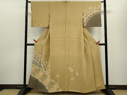 平和屋着物■訪問着 吉祥花文 暈し染め 金彩 鬼しぼ縮緬 正絹 逸品 CABF3178ze