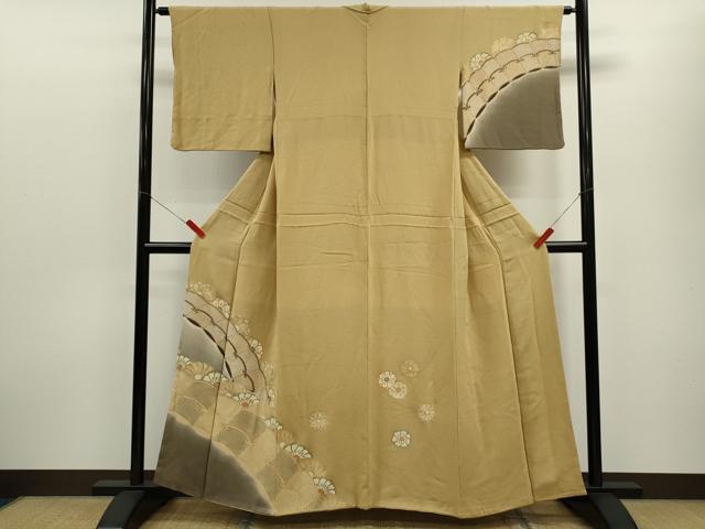 平和屋着物■訪問着 吉祥花文 暈し染め 金彩 鬼しぼ縮緬 正絹 逸品 CABF3178ze