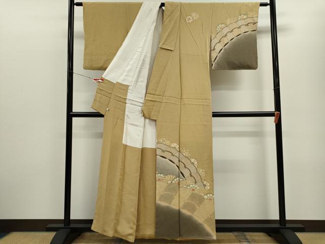 平和屋着物■訪問着 吉祥花文 暈し染め 金彩 鬼しぼ縮緬 正絹 逸品 CABF3178ze