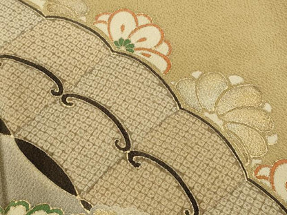 平和屋着物■訪問着 吉祥花文 暈し染め 金彩 鬼しぼ縮緬 正絹 逸品 CABF3178ze