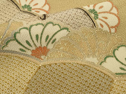 平和屋着物■訪問着 吉祥花文 暈し染め 金彩 鬼しぼ縮緬 正絹 逸品 CABF3178ze