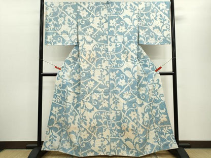 平和屋着物■上質な小紋 絞り 花唐草文 正絹 逸品 CABF3182ze
