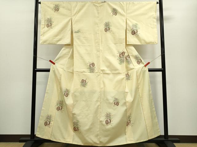 平和屋着物■京の名門・菱屋六右ェ門 紬 刺繍 花車文 正絹 逸品 CABF3190ze