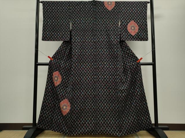 平和屋着物■訪問着 正倉院草花文 黒地 正絹 逸品 CABF3191ze