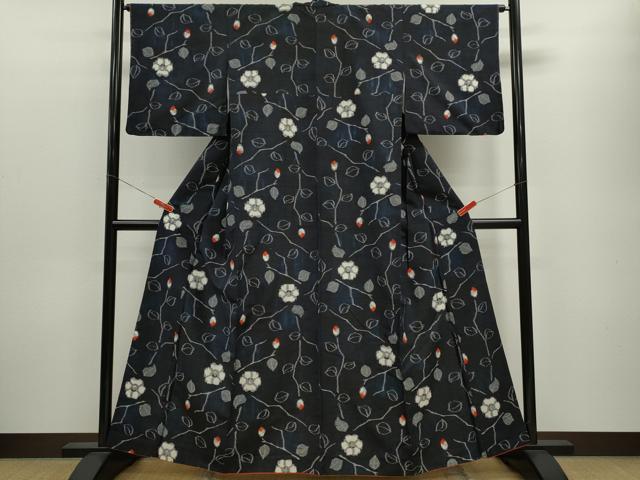 平和屋着物■上質な紬　枝花文　正絹　逸品　CABF4316ev 平和屋着物□上質な紬 霞枝花文 正絹 逸品 CABF3195ze