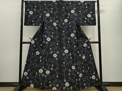 平和屋着物■上質な紬 霞枝花文 正絹 逸品 CABF3195ze