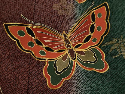 平和屋着物■訪問着 駒刺繍 立波舞蝶花文 暈し染め 金彩 正絹 逸品 CABF3198ze