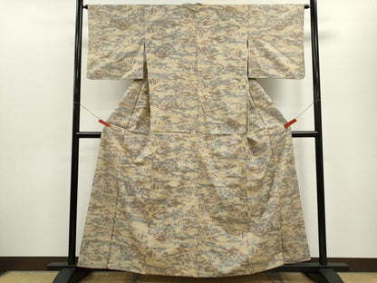 平和屋着物■上質な紬 風景文 正絹 逸品 CABF3199ze