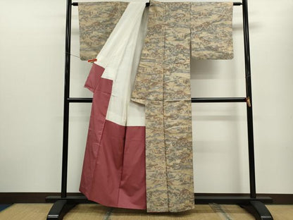 平和屋着物■上質な紬 風景文 正絹 逸品 CABF3199ze
