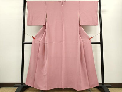 平和屋着物■上質な色無地 紋意匠 鴇色 正絹 逸品 CABF3200ze