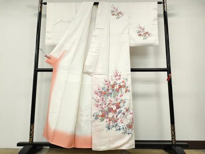 平和屋着物●訪問着　友禅　休み鳥枝葉文　正絹　逸品　CABF3215ut