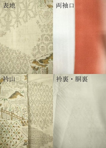 平和屋着物●本場結城紬　重要無形文化財　100亀甲　地紙風景花文　正絹　逸品　CABF3218ut