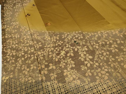 平和屋着物●訪問着　駒刺繍　枝葉文　暈し染め　金彩　正絹　逸品　CABF3219ut