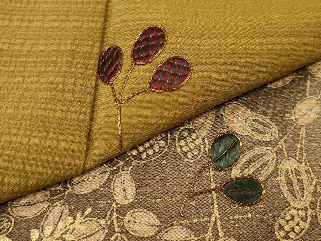 平和屋着物●訪問着　駒刺繍　枝葉文　暈し染め　金彩　正絹　逸品　CABF3219ut 平和屋着物○訪問着 駒刺繍 枝葉文 暈し染め 金彩 正絹 逸品