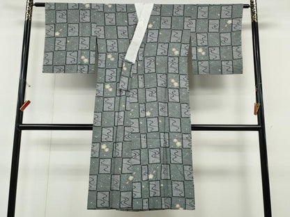 平和屋着物●長襦袢　無双仕立て　市松流水舞桜文　洗える着物　CABF3222ut