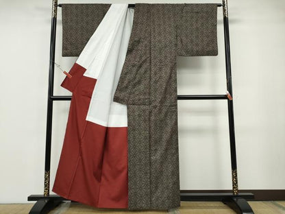 平和屋着物●本場大島紬　7マルキ　麻の葉文様　正絹　逸品　CABF3228ut