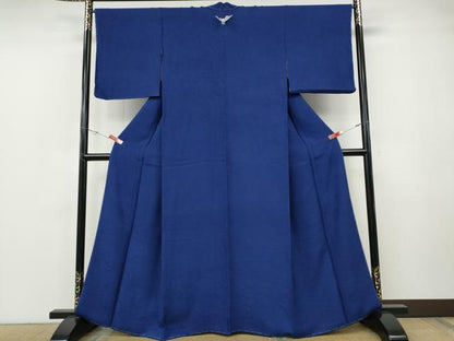 平和屋着物●上質な色無地　風景草花地紋　瑠璃紺色　さが美扱い　正絹　逸品　未使用　CABF3229ut