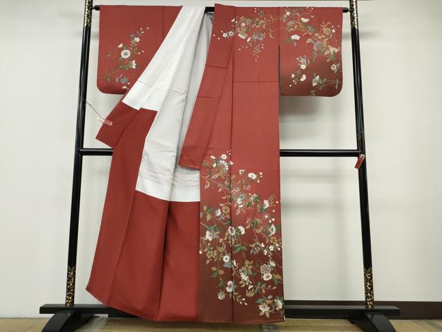 平和屋着物○訪問着 枝花文 暈し染め 金銀彩 正絹 逸品
