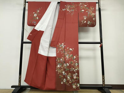 平和屋着物●訪問着　枝花文　暈し染め　金銀彩　正絹　逸品　CABF3230ut