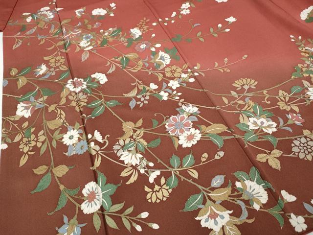 平和屋着物●訪問着　枝花文　暈し染め　金銀彩　正絹　逸品　CABF3230ut 平和屋着物○訪問着 枝花文 暈し染め 金銀彩 正絹 逸品