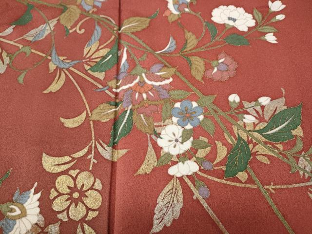 平和屋着物●訪問着　枝花文　暈し染め　金銀彩　正絹　逸品　CABF3230ut 平和屋着物○訪問着 枝花文 暈し染め 金銀彩 正絹 逸品
