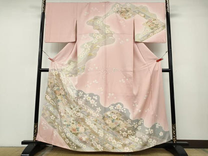 平和屋着物●訪問着　道長松皮菱花文　金彩　正絹　逸品　CABF3231ut