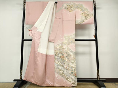 平和屋着物●訪問着　道長松皮菱花文　金彩　正絹　逸品　CABF3231ut