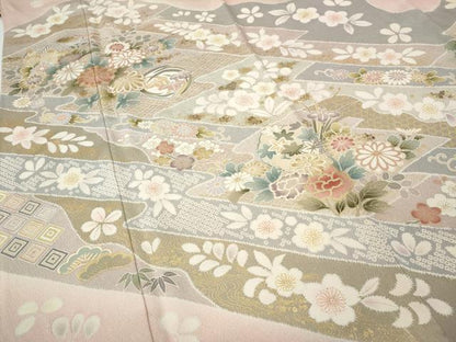 平和屋着物●訪問着　道長松皮菱花文　金彩　正絹　逸品　CABF3231ut