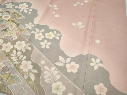 平和屋着物●訪問着　道長松皮菱花文　金彩　正絹　逸品　CABF3231ut