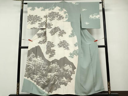 平和屋着物●訪問着　風景草花文　一珍染　正絹　逸品　CABF3232ut