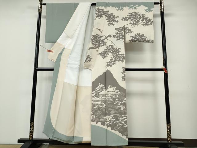 平和屋着物●訪問着　風景草花文　一珍染　正絹　逸品　CABF3232ut