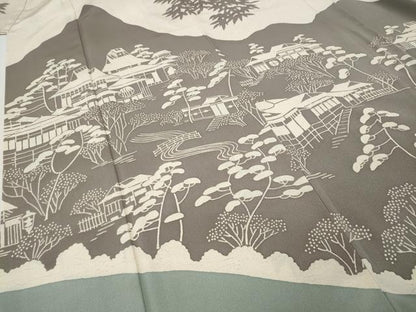 平和屋着物●訪問着　風景草花文　一珍染　正絹　逸品　CABF3232ut