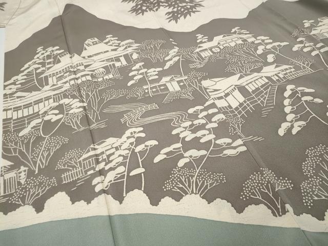 平和屋着物●訪問着　風景草花文　一珍染　正絹　逸品　CABF3232ut