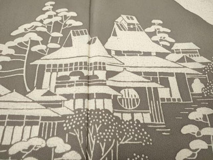 平和屋着物●訪問着　風景草花文　一珍染　正絹　逸品　CABF3232ut