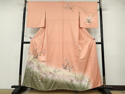 平和屋着物●訪問着　花車文　暈し染め　金銀彩　正絹　逸品　CABF3233ut
