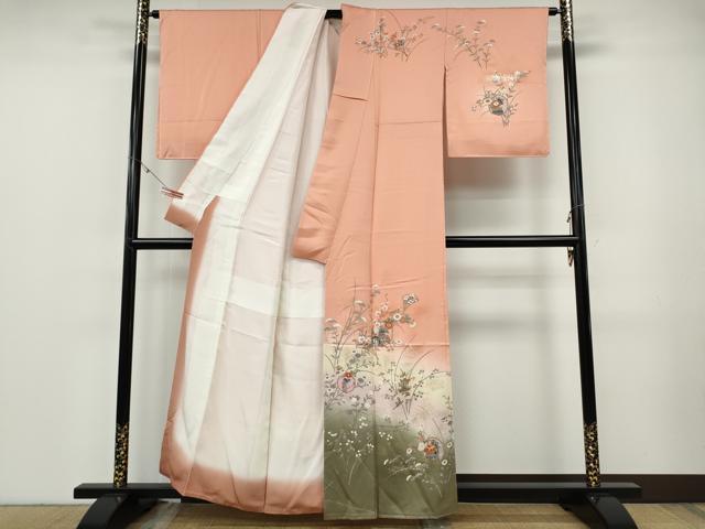 平和屋着物●訪問着　花車文　暈し染め　金銀彩　正絹　逸品　CABF3233ut