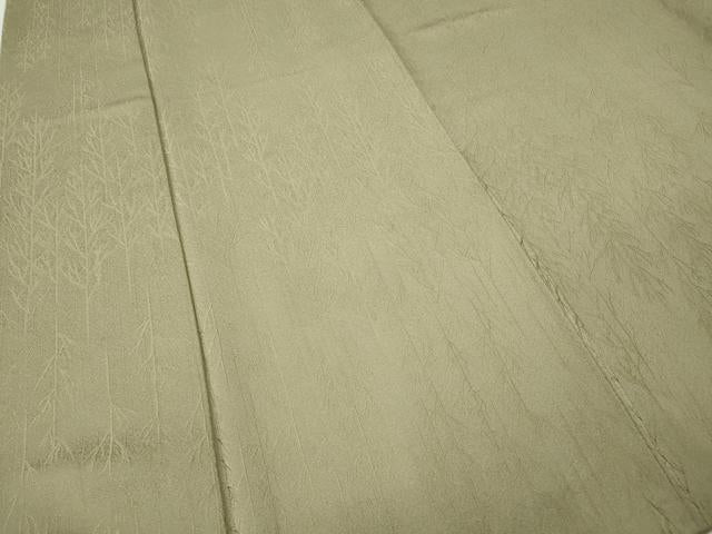 平和屋着物●上質な色無地　枝地紋　白橡色　正絹　逸品　CABF3234ut