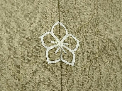 平和屋着物●上質な色無地　枝地紋　白橡色　正絹　逸品　CABF3234ut