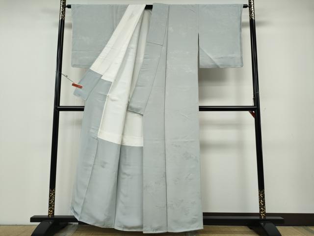 平和屋着物○上質な色無地 風景草木地紋 藍白色 正絹 逸品 CABF3235ut