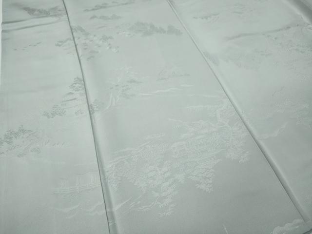 平和屋着物○上質な色無地 風景草木地紋 藍白色 正絹 逸品 CABF3235ut