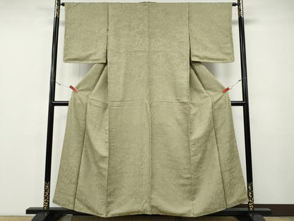 平和屋着物●上質な色無地　人物風景地紋　蒸栗色　正絹　逸品　CABF3236ut