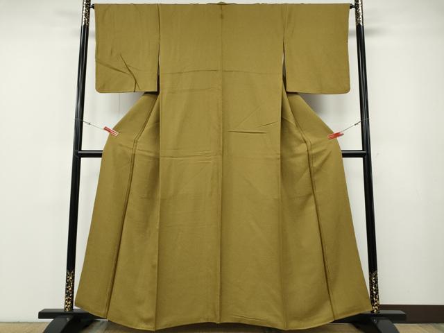 平和屋着物●上質な色無地　霞地紋　芥子色　正絹　逸品　CABF3237ut