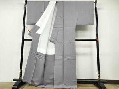平和屋着物●上質な色無地　舞花地紋　藤色　正絹　逸品　未使用　CABF3238ut